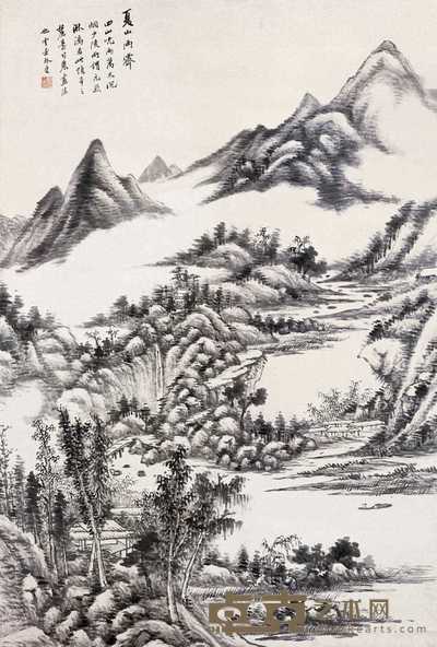 顾澐 夏山雨霁 立轴 90×61cm